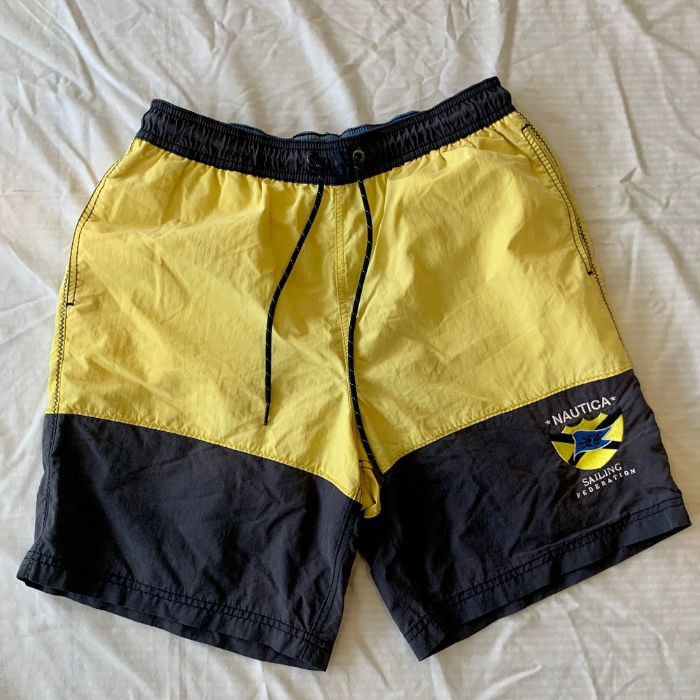 Nautica Vintage 90's Embroidered Swim Trunks Shorts